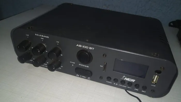 Amplificador receiver 100 watts entrada de microfone Mixer para karaoke 