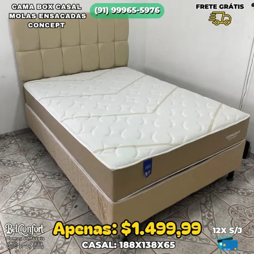Cama Box Casal Molas Ensacadas Concept Frete Grátis