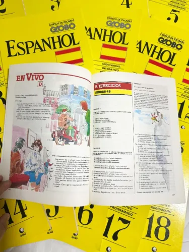CURSO DE ESPANHOL GLOBO COMPLETO E RARO 18 FASCÍCULOS