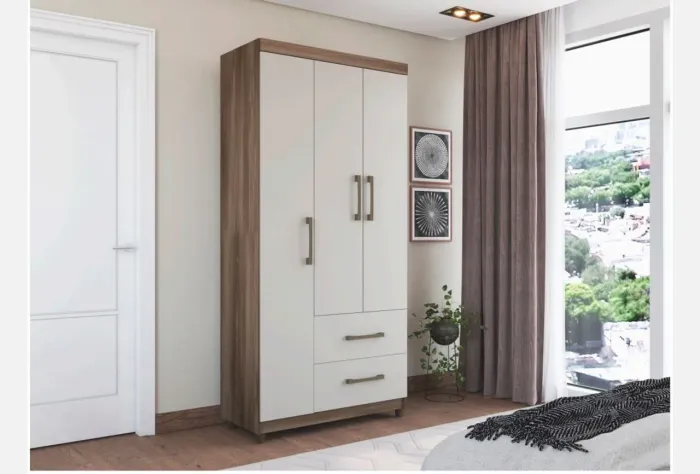 Guarda-Roupa 3 Portas com 2 Gavetas