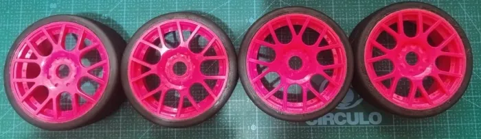 Jogo De Rodas STC na cor Rosa com Pneus, escala 1/8, Hex 17mm largura 4cm On-road Rc
