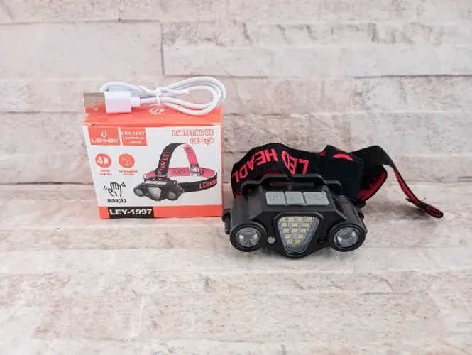 Lanterna Holofote de Cabeça Super Brilhante Recarregável