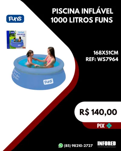 Piscina inflável 1000 litros funs WS7964