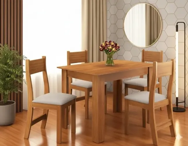 (FRETE GRÁTIS) Mesa de Jantar Palace com Cadeiras Brisa Bronze