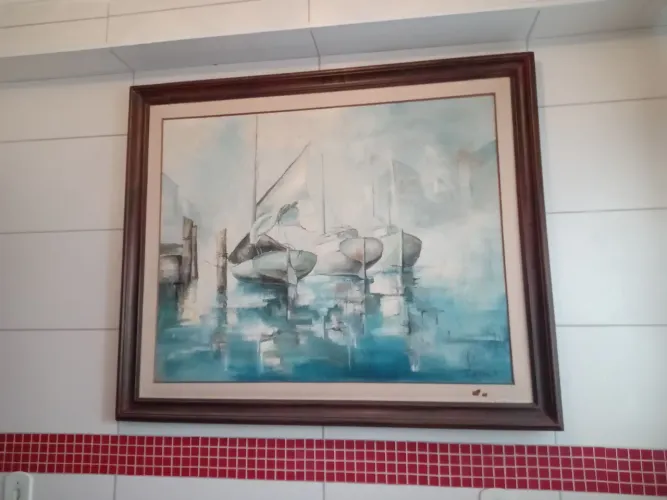 Antigo quadro marina Veleiros