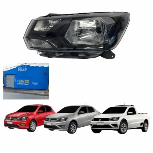 Farol original mascara negra foco simples para Gol, Voyage, Saveiro 2018 a 2023 