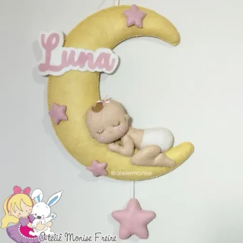 Porta maternidade menina na Lua - Pronta entrega
