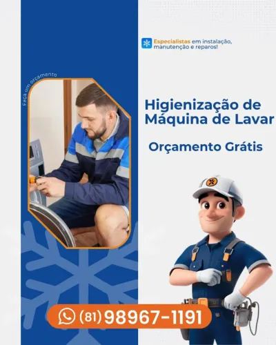 Higienização de Máquina de Lavar - Manutenção Completa