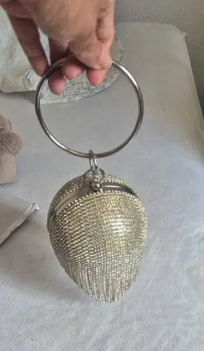 BOLSA DE FESTA RENDONDA DOURADA/PRATA 