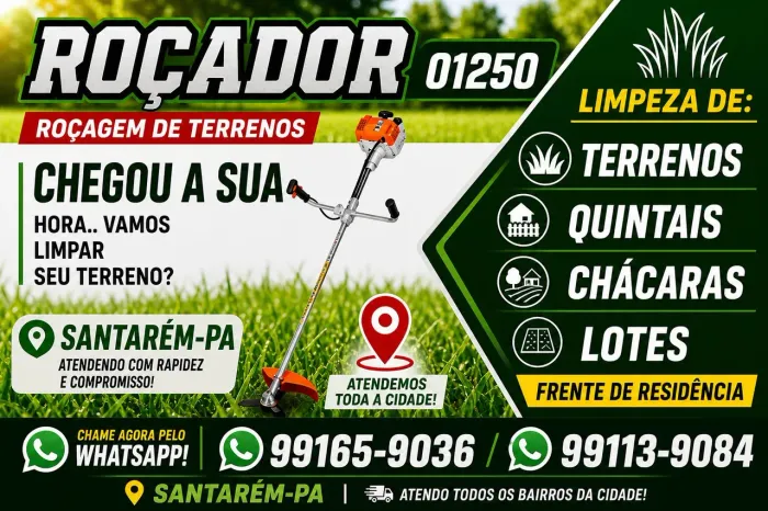 Roçador: serviços de roçagem de terrenos em geral