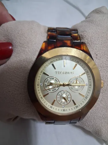 Relógio Technos Feminino marrom com dourado