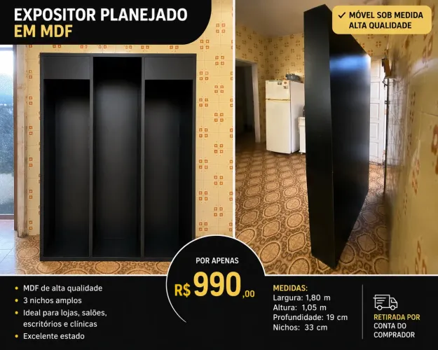 Expositor Planejado em MDF 1,80m para Loja | Excelente Estado