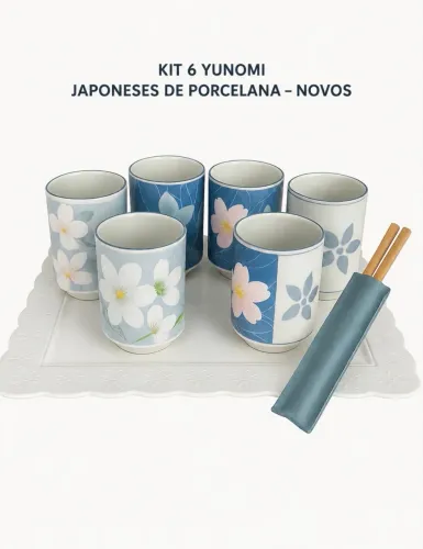 KIT 6 YUNOMI JAPONESES DE PORCELANA