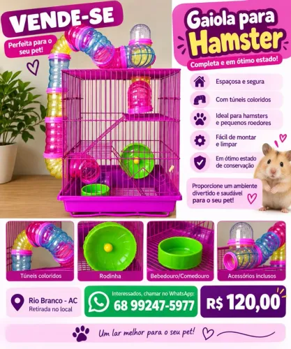 GAIOLA PARA HAMSTER - R$ 120,00