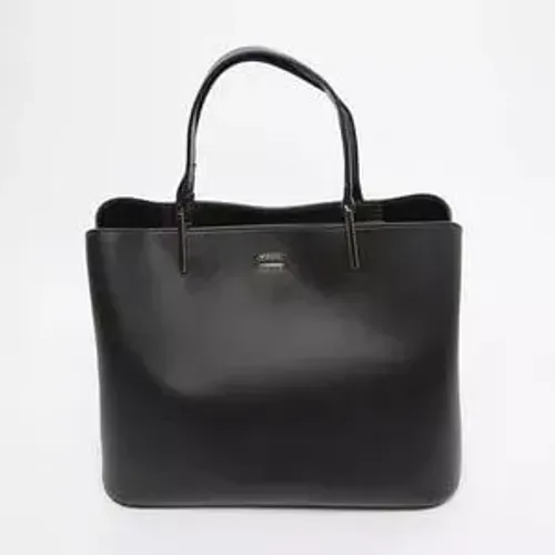Bolsa shopper arezzo couro preta 23x30x9cm