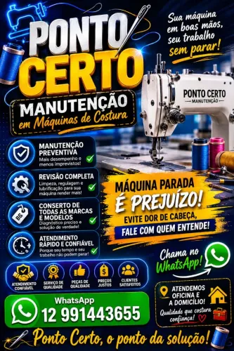Serviço de manutenção em máquina de costura 