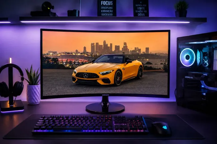 Monitor Samsung Curvo 23,5" Full HD LED - HDMI/VGA - FreeSync - LC24F390FHLMZD