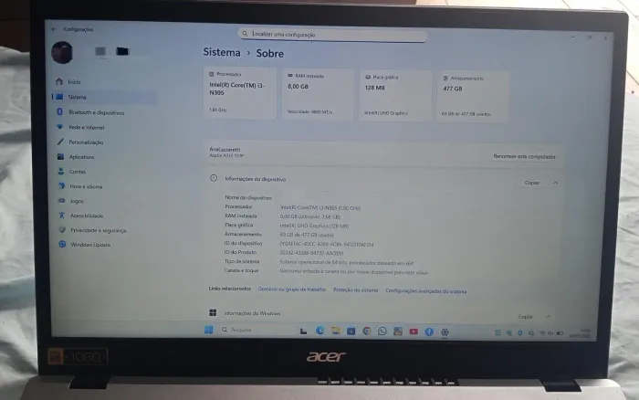 ? Notebook Acer Aspire 3 A315-510P