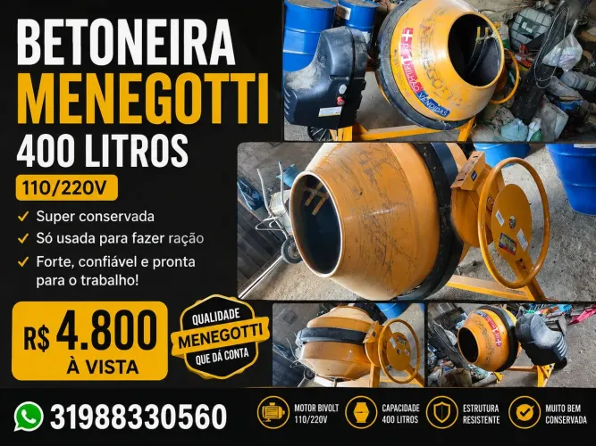 Betoneira menegotti 400 litros