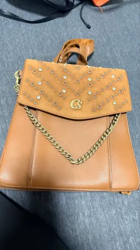 mochila/bolsa em couro carmen steffens