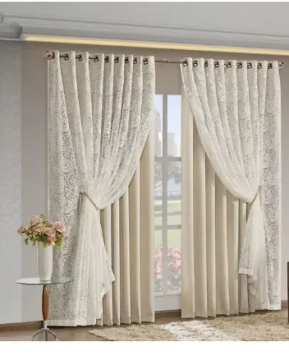 CORTINA MONALISA BLACKOUT PALHA 2,60M X 2,30M ALTURA - VARAO DE ATE 2M