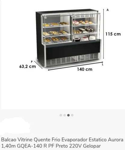 Balcão vitrine Quente e frio Gelopar Gqea-140