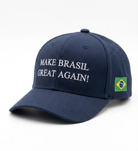 Boné Azul "Make Brasil Great Again" com Bandeira do Brasil - Novo
