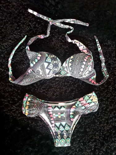biquini uni.praia estampado com bojo tam.p