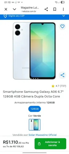 Samsung a06 troco por iphone