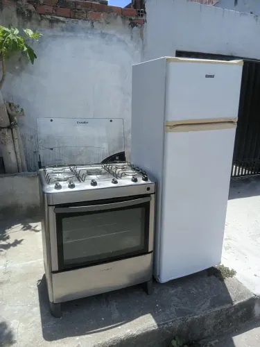 Kit Cozinha Fogão Elétrico inox 5 Bocas e Geladeira gelo seco cônsul