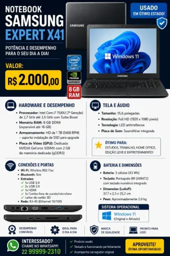 Vendo notebook em perfeito estado 