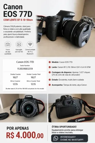 Canon 77D + Lente 10-18mm
