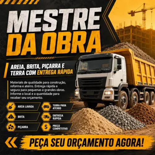 Areia, Brita, Piçarra e Terra | Mestre da Obra