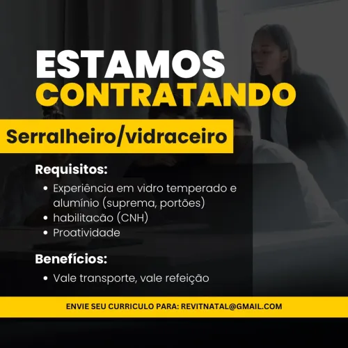 Vaga para vidraçaria - vidraceiro