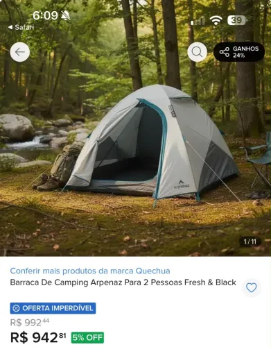 Barraca Camping 3 pessoas arpenaz