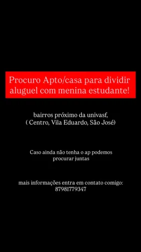 PROCURO MENINA PARA DIVIDIR APARTAMENTO 