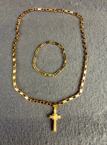 Cordão pingente e pulseira em aço inox