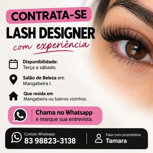 Oportunidade para LASH DESIGNER em Mangabeira 1
