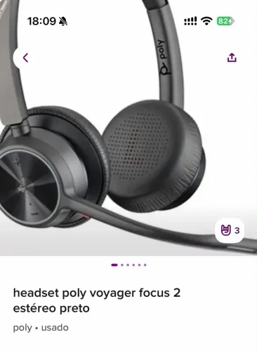 Headset poly voyager focus 2 estéreo preto