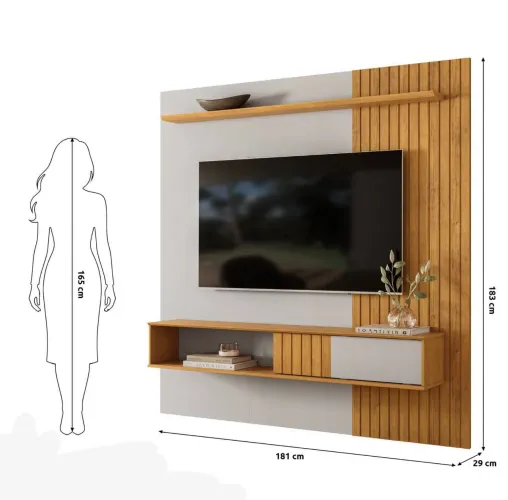 Painel Cosmo 1.8 Tv 70 Cor Bali /Cedro Dj moveis
