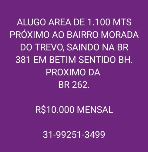 Área de 1100 mts Próximo a BR 381