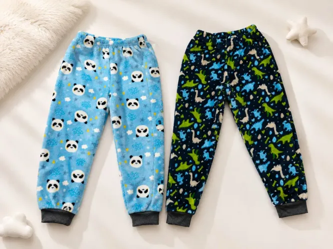 Kit Calça Peluciada Panda E Dinossauro