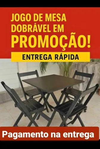 Mesa Dobrável 70x70 + 4 Cadeiras Dobráveis | Direto da Fábrica