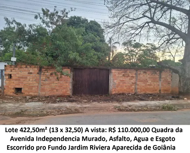 Leia a descrição: Lote 422,50m² (Quadra da Avenida Independencia) Jardim Riviera