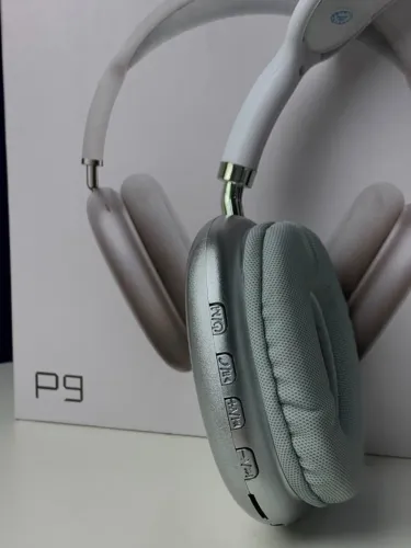 Headphone Bluetooth P9 Branco e Prata - Sem Fio, Microfone e Controles no Fone (Novo)