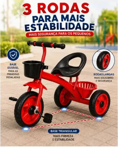 Motoquinha Triciclo com 2 cestas