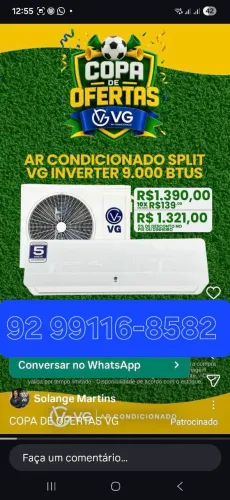 Ar condicionado vg inverter 10x sem juros cartão 