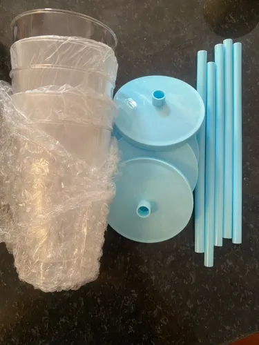 Kit 5 copos twister 400 ml com tampa e canudo