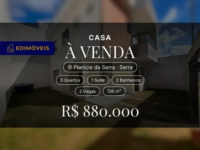 Casa 3 quartos em Planície da Serra, projeto exclusivo e moderno