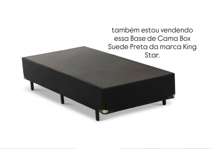 Base de Cama Box Solteiro em suede preto da marca King Star.
